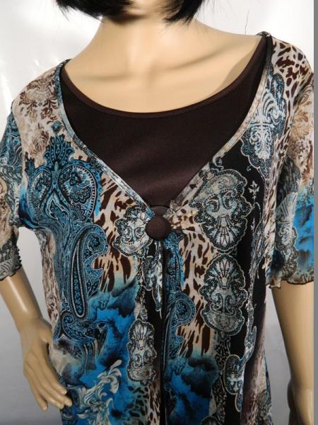 C&A Bluse Türkis Braun Gr. 50