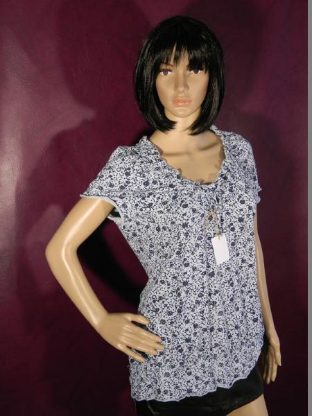 Shirt Blau mit Punktmuster Gr. M