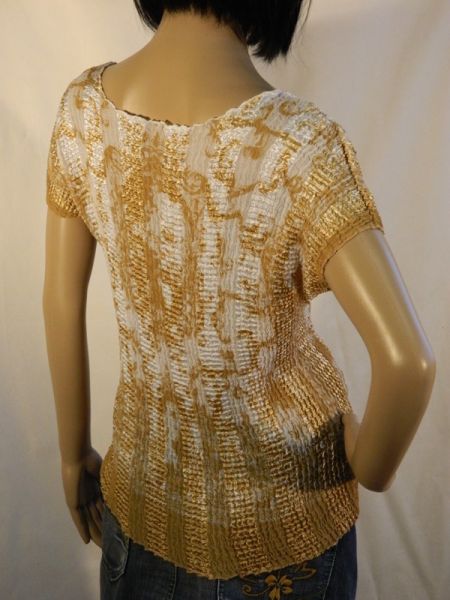 Bluse, gold/weiß, Größe: 42/44