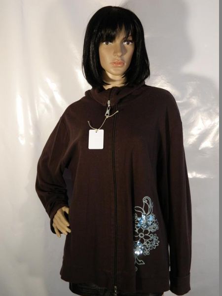 MB Sweat-Jacke Braun Blumenaufdruck Gr. 46/48