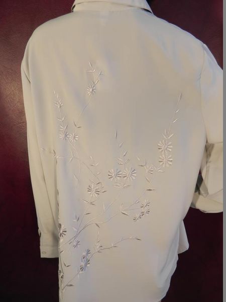 Bluse Grau Blumenmuster Gr. 46