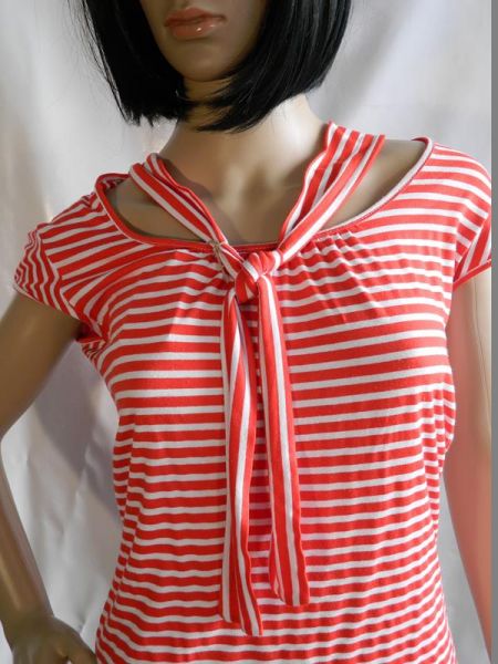 Shirt Rot/Weiß gestreift mit festem Halstuch ca. Gr. 38