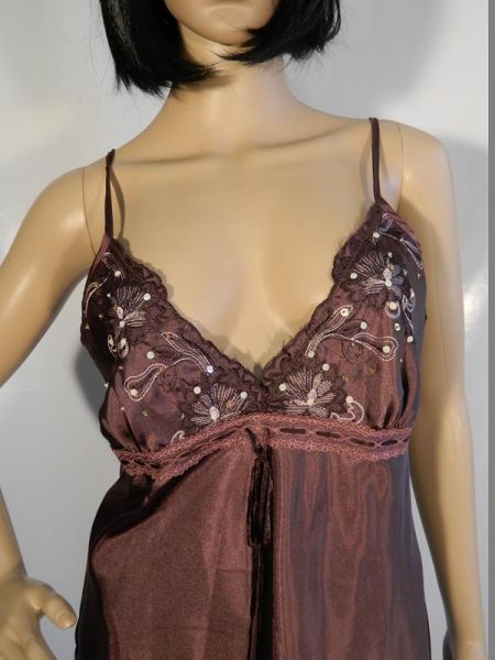 Nachthemd Satin Braun Gr. 38