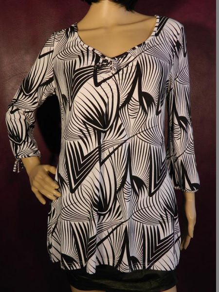 Gina Benotti Shirt Schwarz/Weiß Gr. M (40/42)