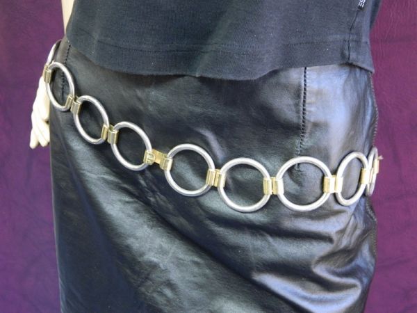 Metall-Gürtel, Silber/Gold 103 cm lang