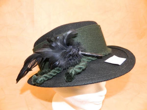 C&A Hut Filz Schwarz-Grün mit Feder