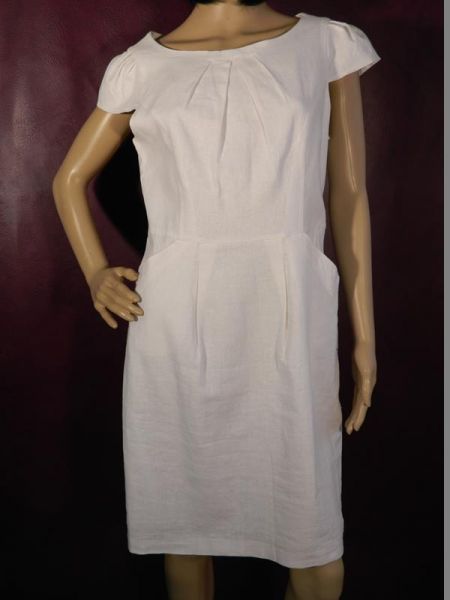 Kleid Weiß Leinen Gr. 38