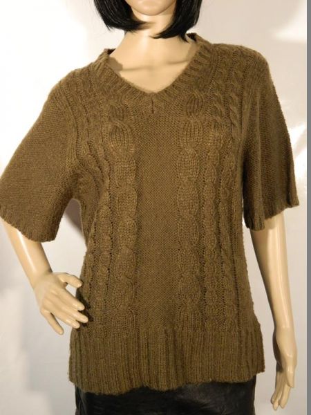 Vestino Pullover Kurzarm Strick Khaki Gr. 40