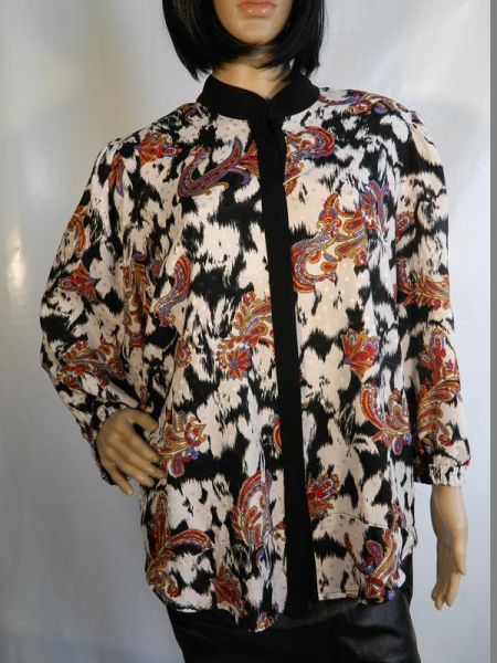 Lima Bluse Schwarz/Weiss mit Rot/Blau Gr. 48