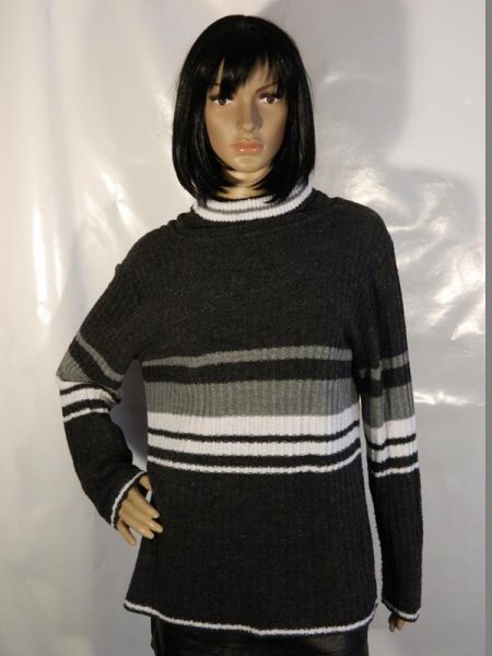 Pullover Grau Streifen Gr. 44/46