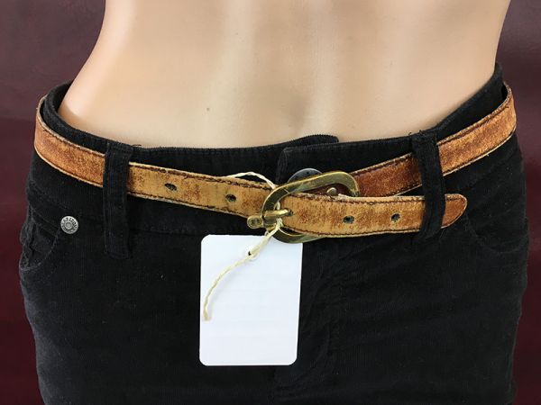 Gürtel, Braun mit Goldschnalle, ca. 70cm lang
