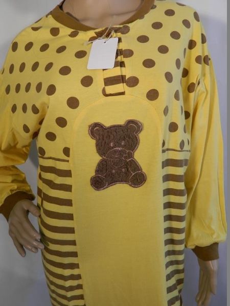 Nachthemd Gelb Braun mit Bärenmotiv Gr. 38