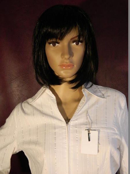 Bluse Weiss mit silbernen Streifen Gr. 42