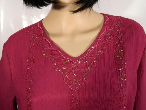 Bluse Pink mit Pailletten Gr. 48