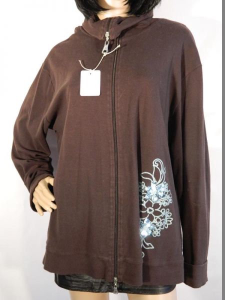 MB Sweat-Jacke Braun Blumenaufdruck Gr. 46/48
