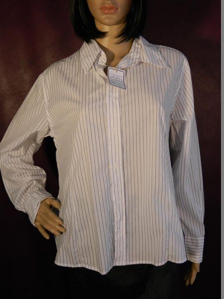 Gina Benotti Hemd Weiss mit schwarzen Streifen Gr. L