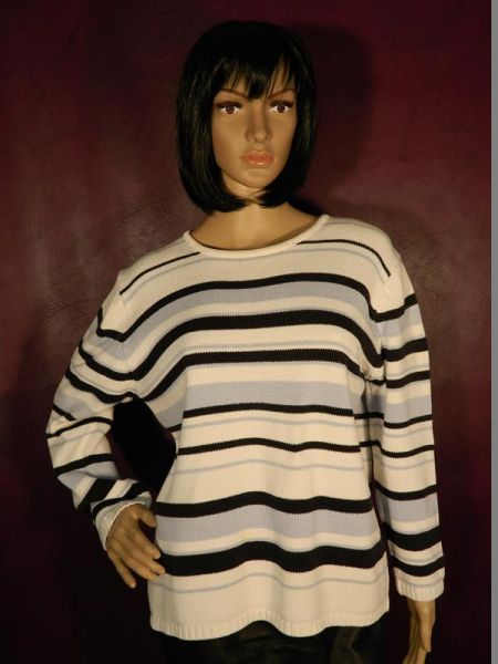 Kimmy Pullover Weiß/Blau Streifen Gr. S