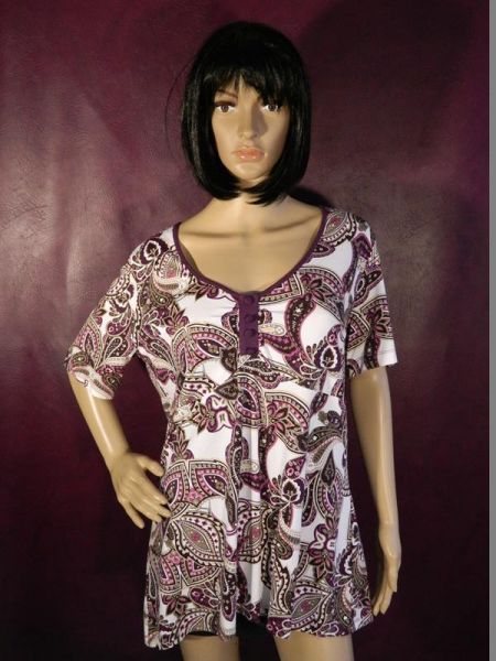 C&A Shirt Weiß/Lila Blumenmuster Gr. 48