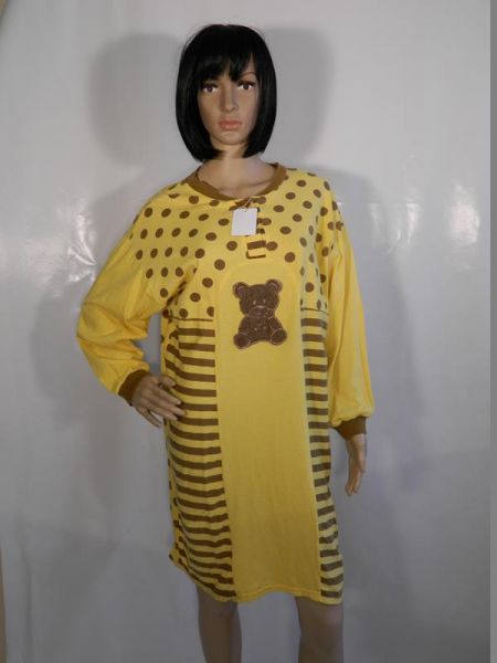 Nachthemd Gelb Braun mit Bärenmotiv Gr. 38