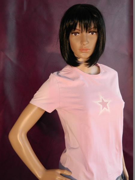 Flash Lights T-Shirt Rosa mit Sternmotiv, ca. Gr. 38