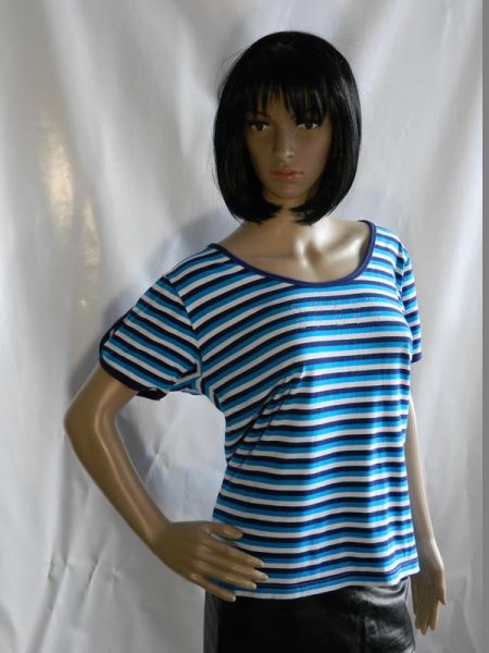 Sweet Delicate T-Shirt Blau Gestreift mit Glitzersteinchen Gr. L