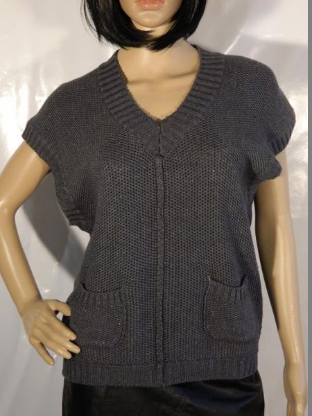 Gina Laura Pullover Ärmellos Grau Glitzernd Gr. S
