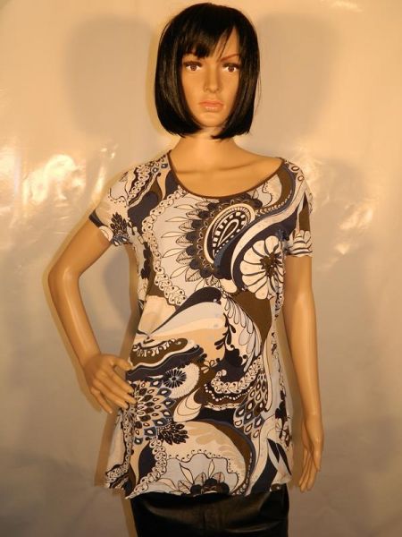 Shirt Braun-Blau Blumenmuster Gr. M