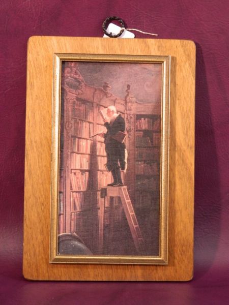 Spitzweg-Der Bücherwurm, Leinwand-Druck im Rahmen