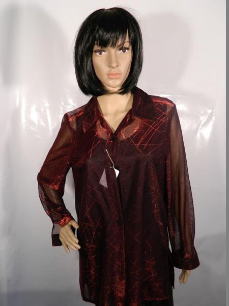 Hemd Rot glänzend mit Top Schwarz Gr. L