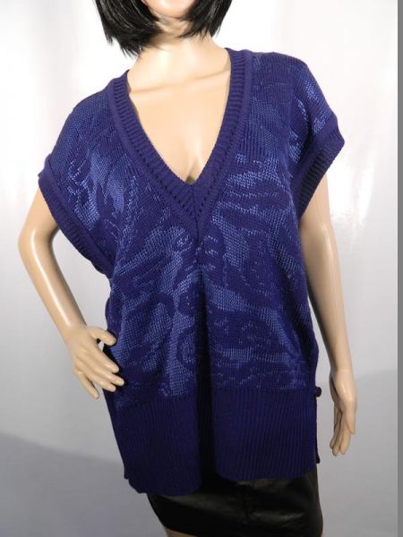 Oui Strick-Pullover Ärmellos Blau Gr. 44/46