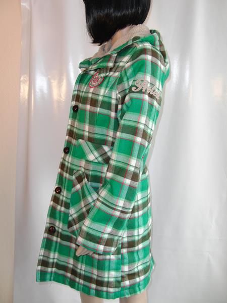 Winterjacke Gr. 36 kariert in Grün kariert mit Kapuze