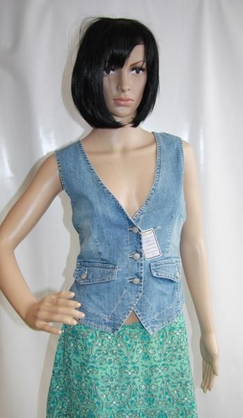 Damen Weste Stretch-Jeans Gr. S Used