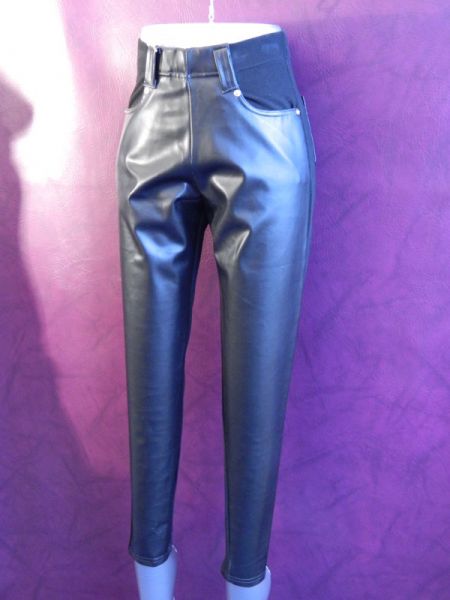 Kunstleder-Hose, Stoff-Mix Gr. 36