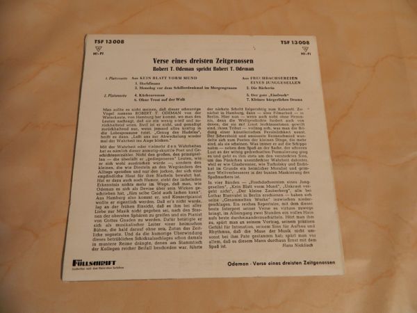LP Odeman,Verse eines dreisten Zeitgenossen