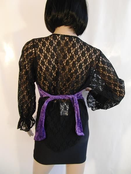 Lila Bluse mit Spitze (One Size) Gr.38