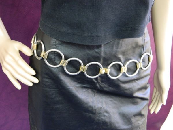 Metall-Gürtel, Silber/Gold 103 cm lang