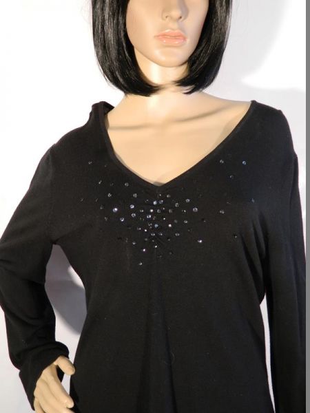 Adagio Pullover Schwarz Pailletten Gr. 42