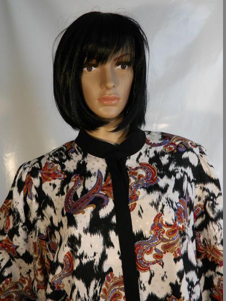 Lima Bluse Schwarz/Weiss mit Rot/Blau Gr. 48