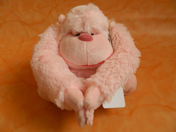 Stofftier Gorilla rosa mit Herz