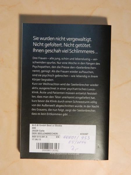 Psychothriller "Der Seelenbrecher" von Sebastian Fitzek