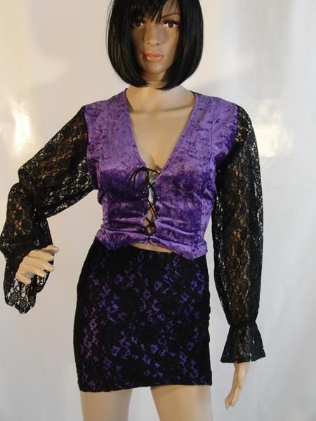 Lila Bluse mit Spitze (One Size) Gr.38