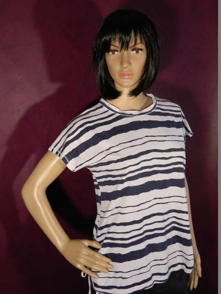 Designers T-Shirt Blau/Weiß Gestreift Gr. M