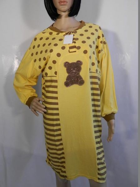 Nachthemd Gelb Braun mit Bärenmotiv Gr. 38