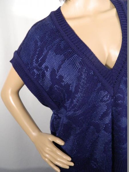 Oui Strick-Pullover Ärmellos Blau Gr. 44/46